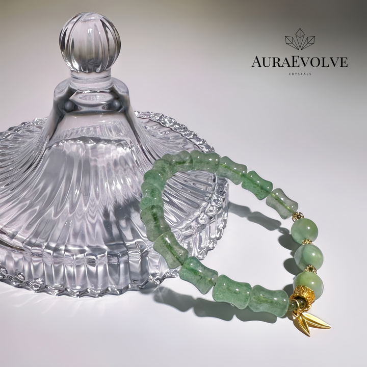 A crystal bracelet made with Green Larimar and Emerald Tanzberry Quartz