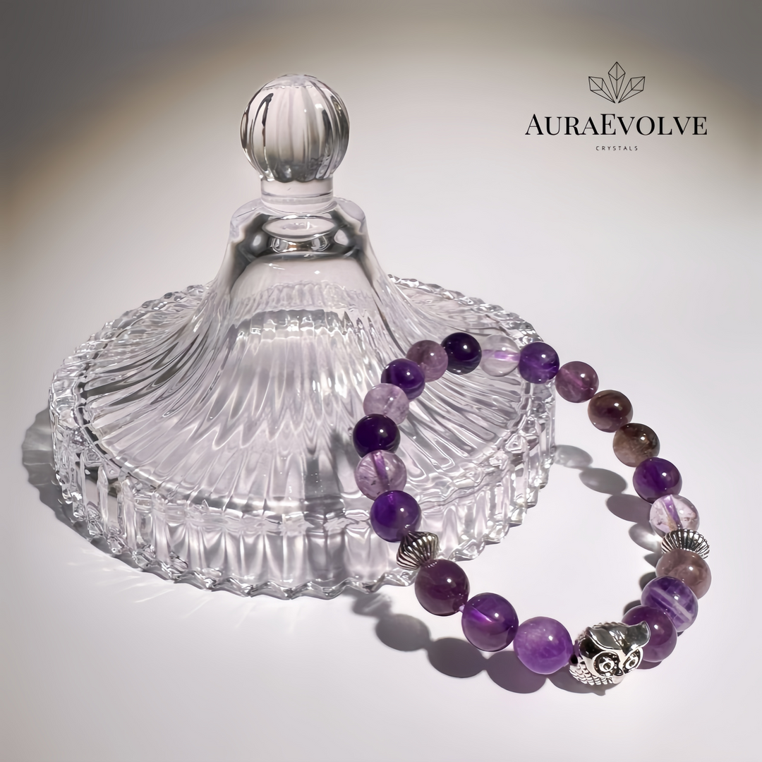 A crystal bracelet made with Amethyst