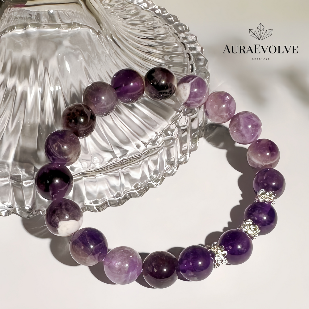 A crystal bracelet made with Amethyst