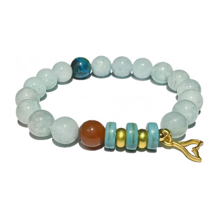 A crystal bracelet made with Tiger's Eye and Labradorite