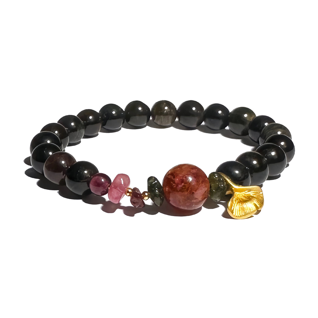 A crystal bracelet made with tourmaline