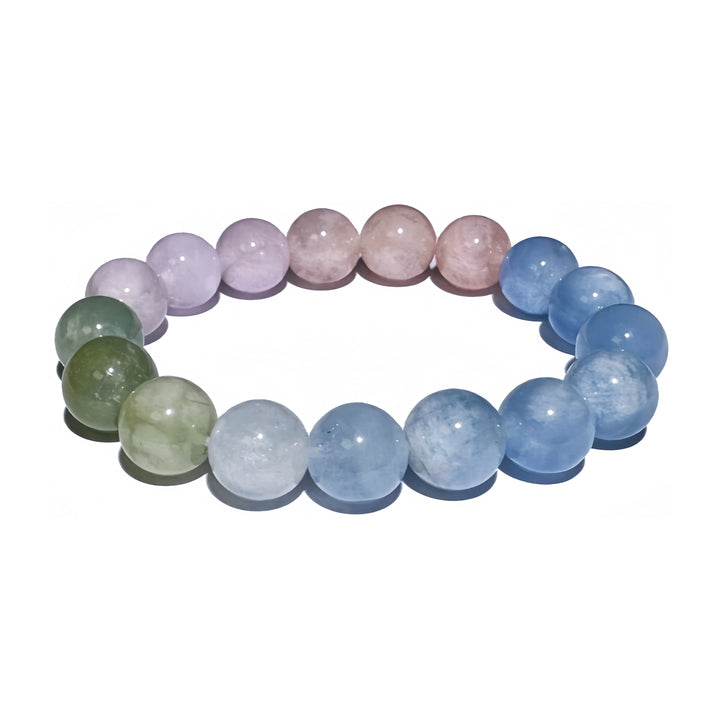 A crystal bracelet made of Morganite in pink, blue and green